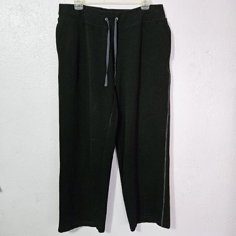 DANSKIN WOMEN'S ACTIVE WEAR, BLACK ANKLE LENGTH RUNNING-WORK OUT PANTS, SIZE L/G